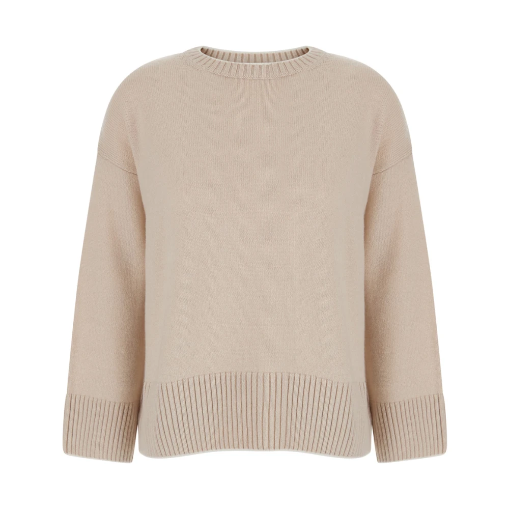 Eleventy Beige Crewneck Sweater Cashmere Oversize Fit Beige Dames