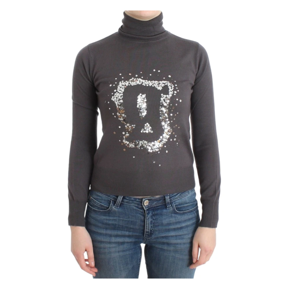 John Galliano Women's Gray Turtlenecks, 2XS, Elegant Virgin Wool Turtleneck Jumper