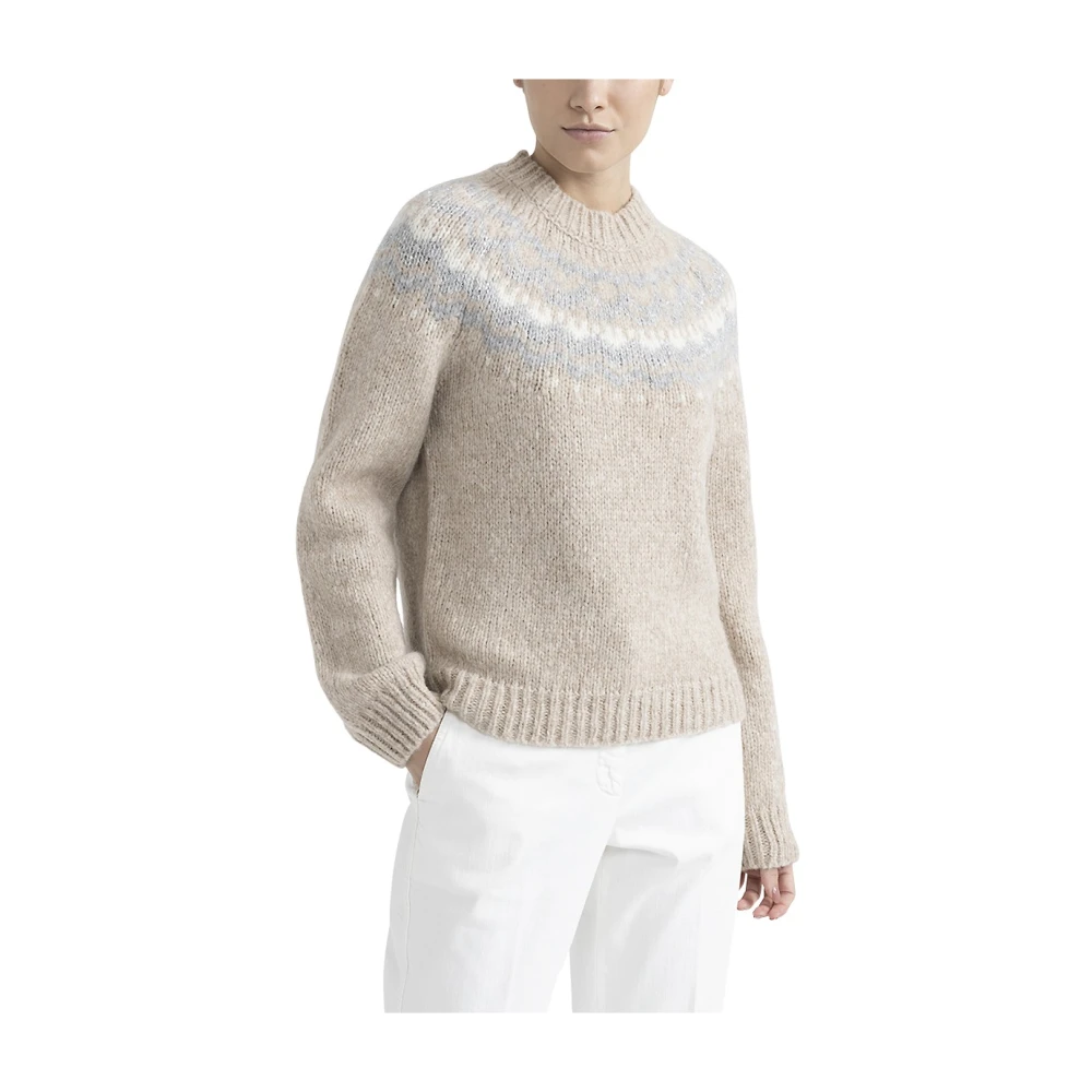 PESERICO Wol en alpaca jacquard trui Beige Dames