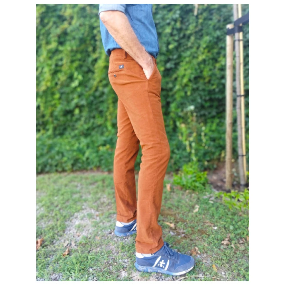 Mason's Slim Fit Fluweel Katoenen Chino Broek Brown Heren