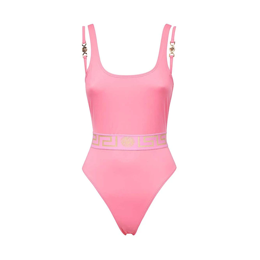 Versace Logoed Badpak met Elastische Tailleband Pink Dames