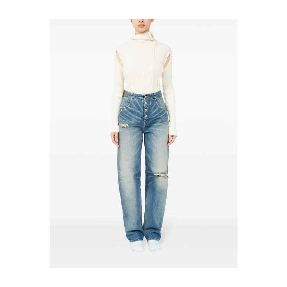 MM6 Maison Margiela Blauwe Distressed Denim Jeans Blue Dames