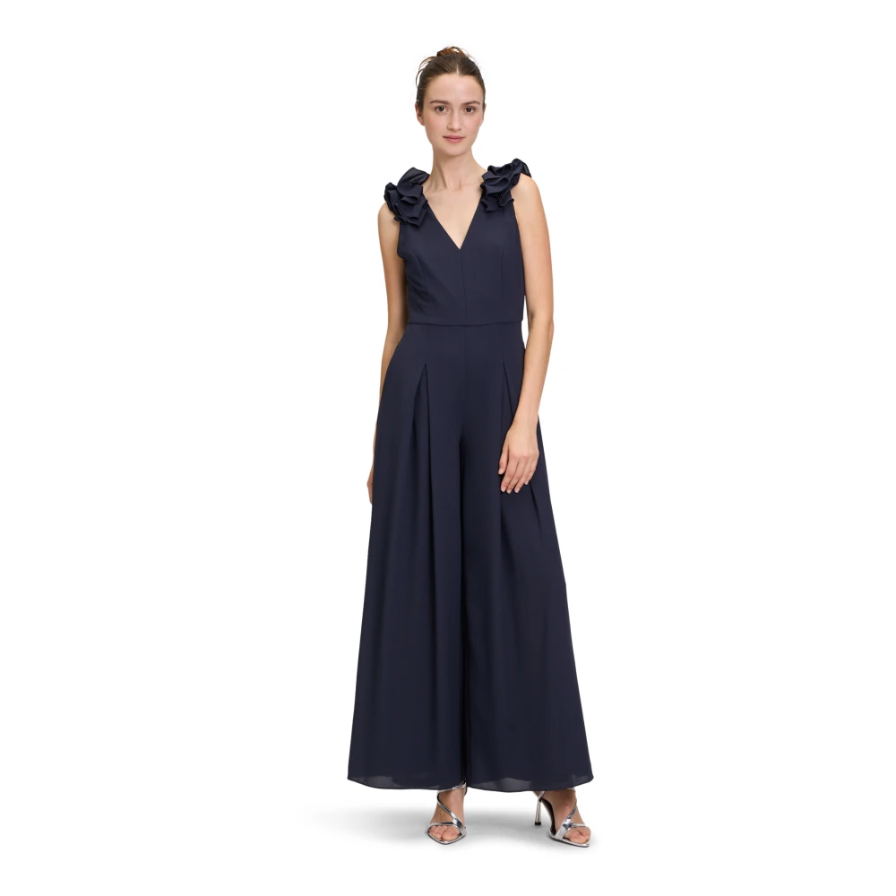 Vera Mont Ruffle Jumpsuit Blue Dames