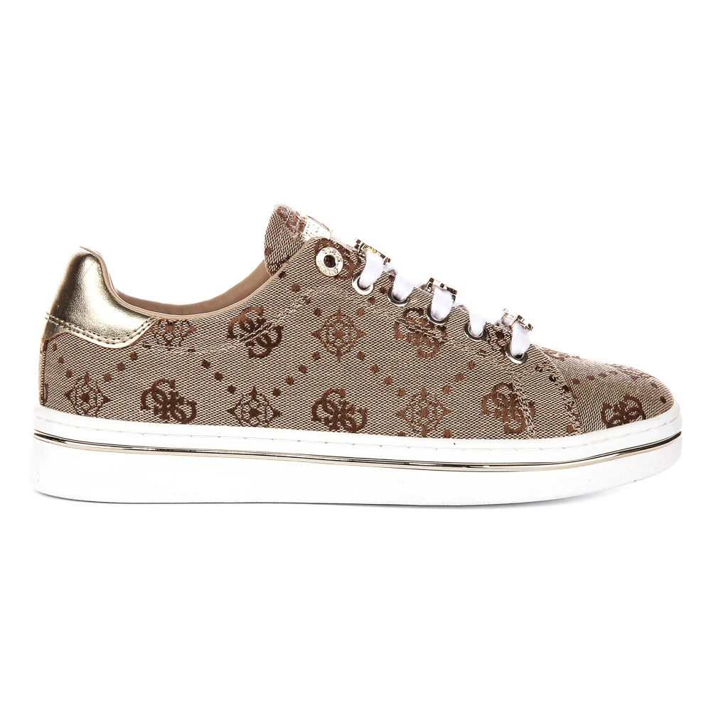 Guess Women's Beige Sneakers, 8 Uk, Stasey 4G Peony Logo Sneaker