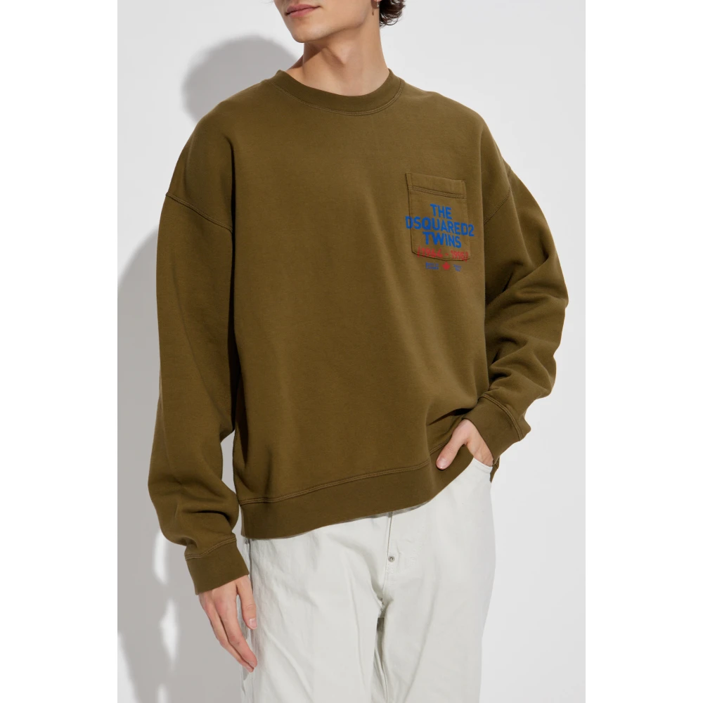 Dsquared2 Sweatshirt met zak Green Heren