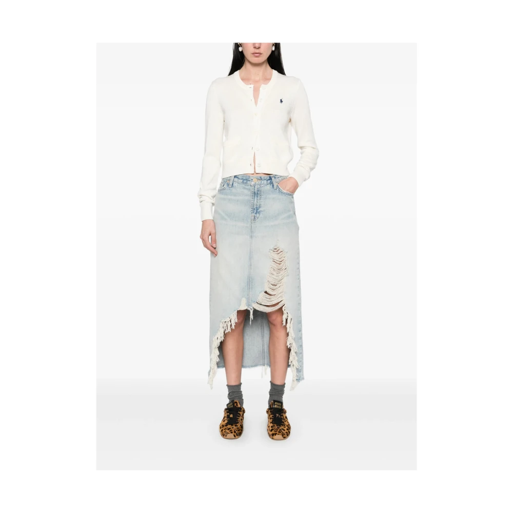 7 For All Mankind Lichtblauwe Ripped Denim Rok Blue Dames