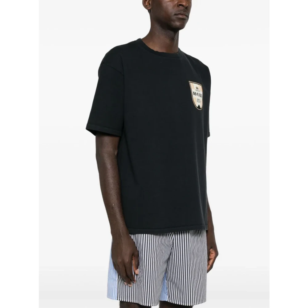 Rhude Zwart T-shirt met Print aan de Voorkant Black Heren
