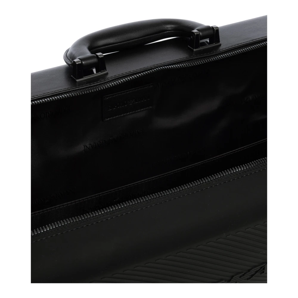 Emporio Armani Stijlvolle Aktetas met Logo Detail Black Heren