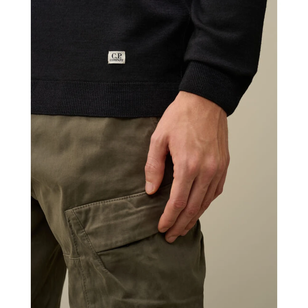 C.P. Company Merino Wol Logo Trui Blue Heren