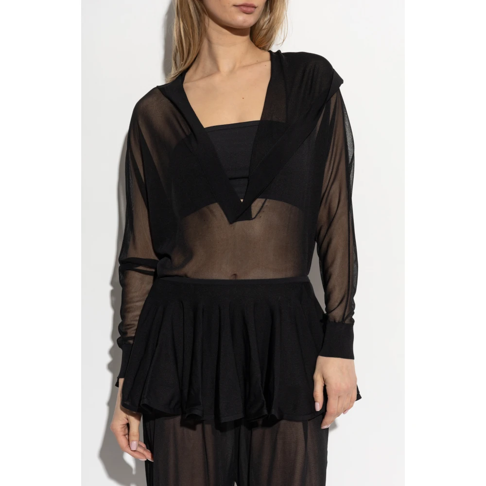 Alaïa Transparant Bodysuit met Capuchon Black Dames