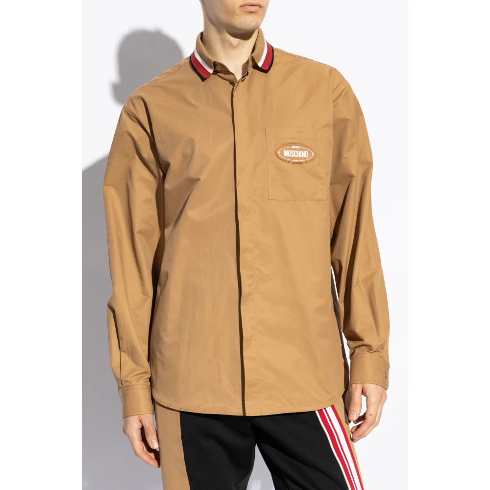 Moschino Shirt met logo Brown Heren