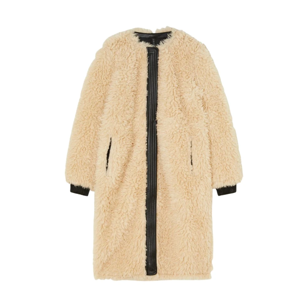 PATRIZIA PEPE Faux Fur Lange Jas Rock Beige Dames