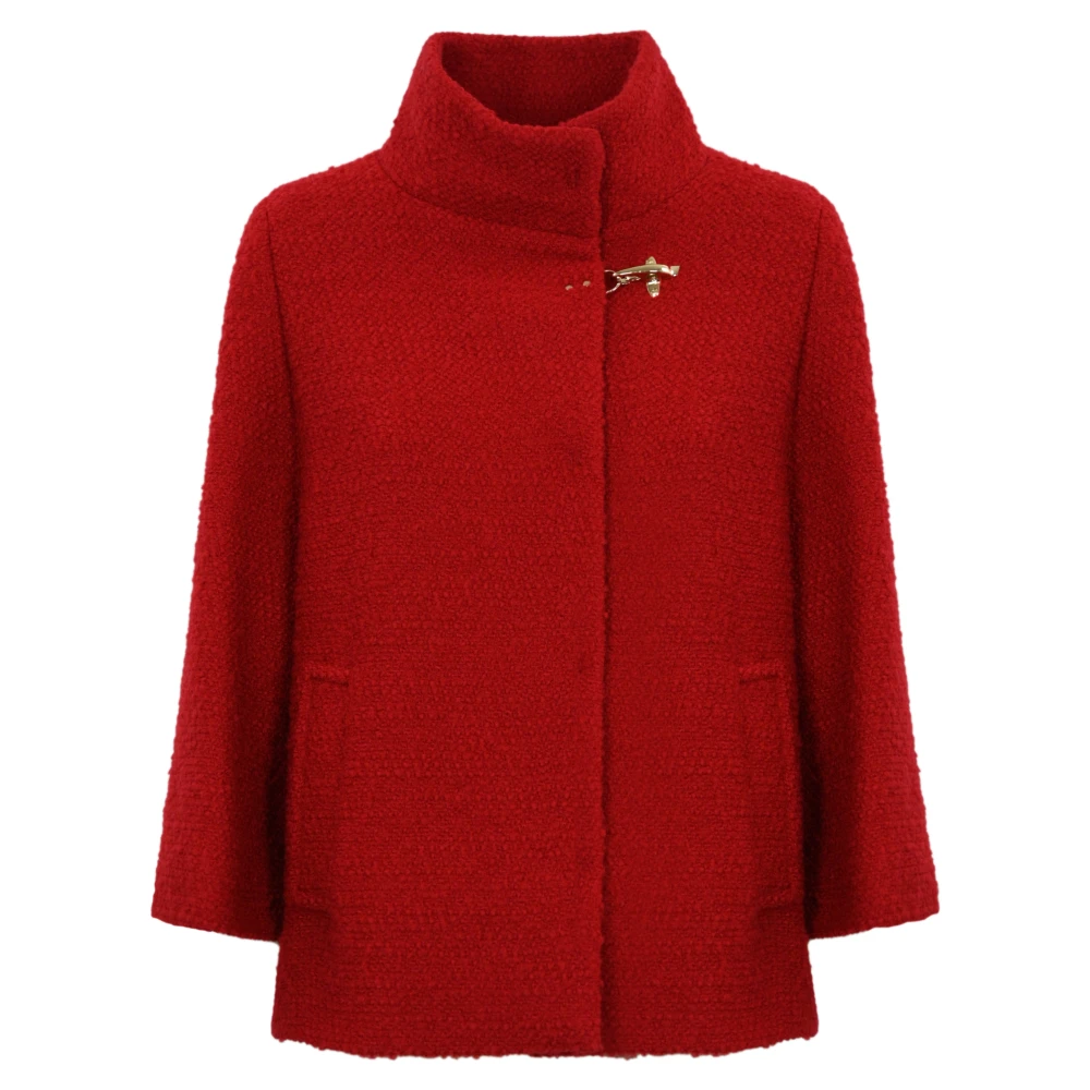 Fay Rode Wol Boucle Jas Red Dames