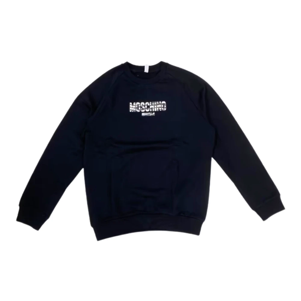 Moschino Zwarte Animalier Katoenen Trui Black Heren