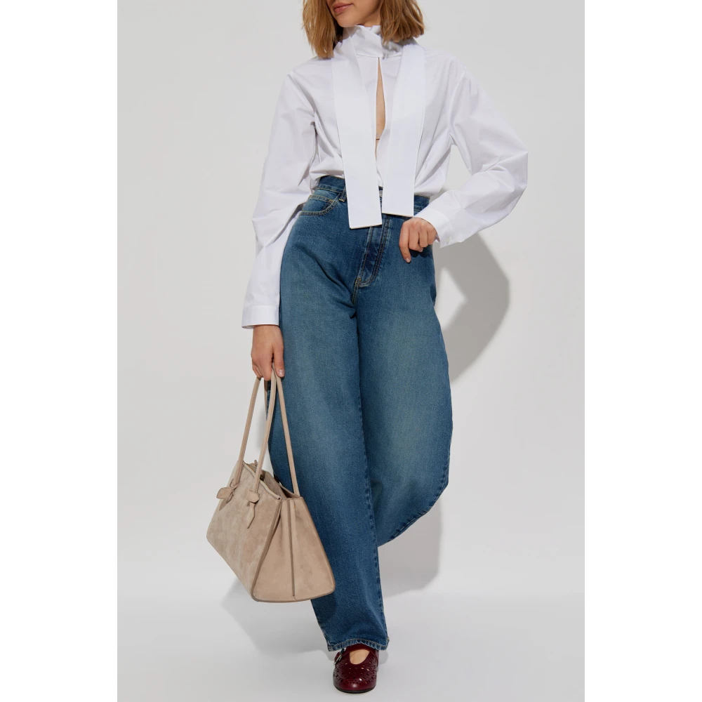 Alaïa Stropdasdetail shirt White Dames