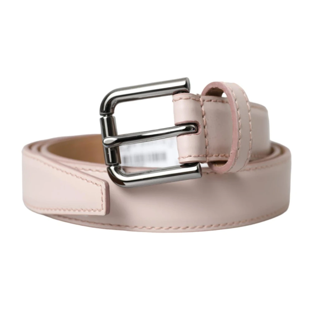 Dolce & Gabbana Women's Pink Belts,, Light Leather Metal Buckle Belt Medium