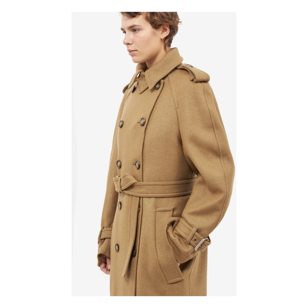 SPORTMAX Khaki Wollen Jas met Riem Beige Dames