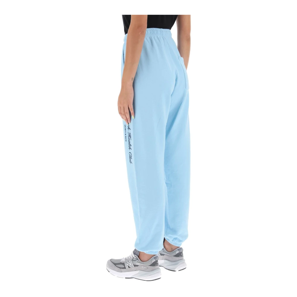 Sporty & Rich Relaxed-fit Flocked Sweatpants met Elastische Tailleband Blue Dames