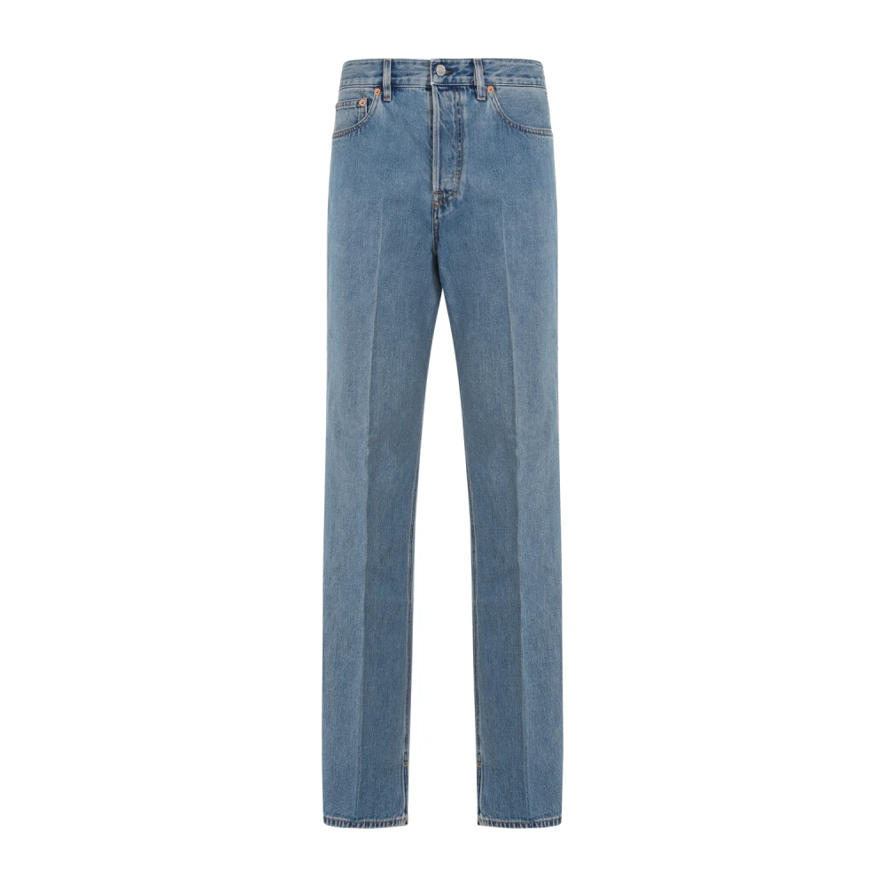 Gucci Blå Denim Straight-Leg Byxor Blue, Dam