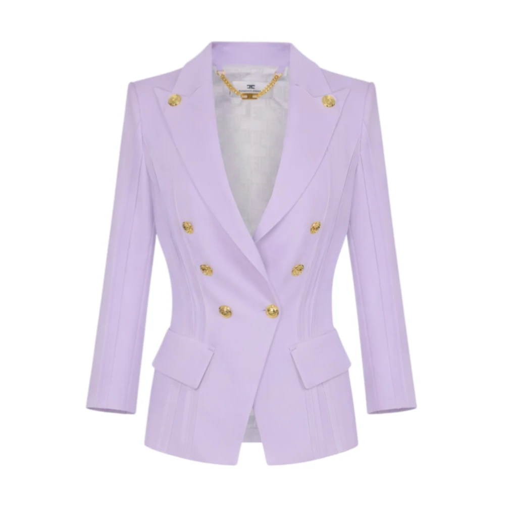 Elisabetta Franchi Women's Purple Blazers, Xs, Double Crepe Stretch Blazer