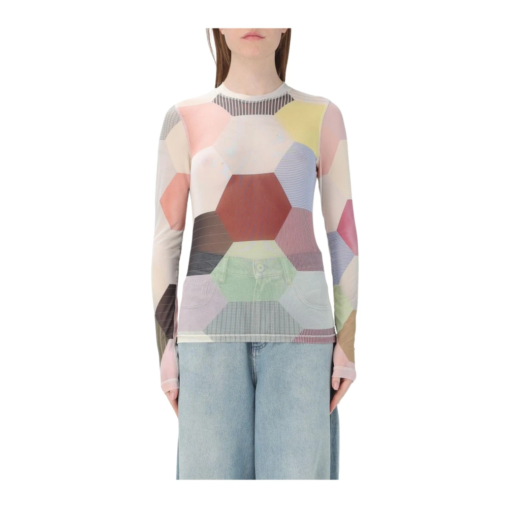 Jw Anderson Women's Colorful Patchwork Mesh Top