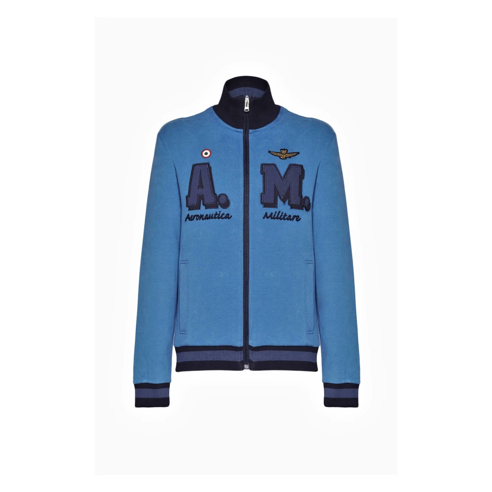 Aeronautica Militare Men's Blue Zip-Through Sweatshirt