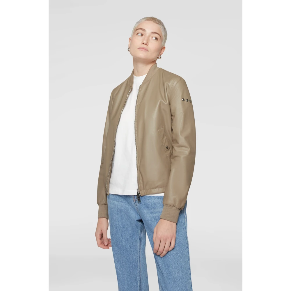 add Leren Bomber Beige Dames