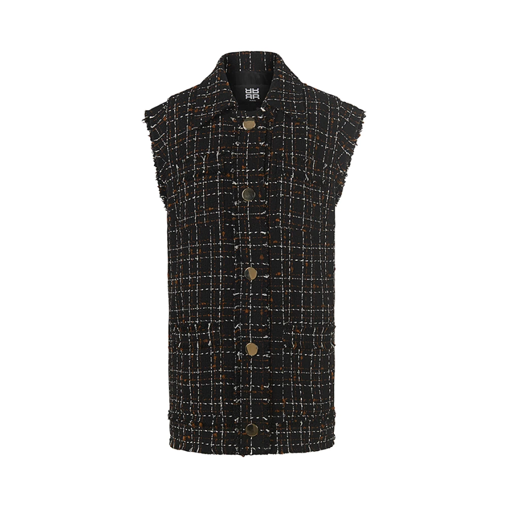 RIANI Tweed Gilet met Geruite Afwerking Black Dames
