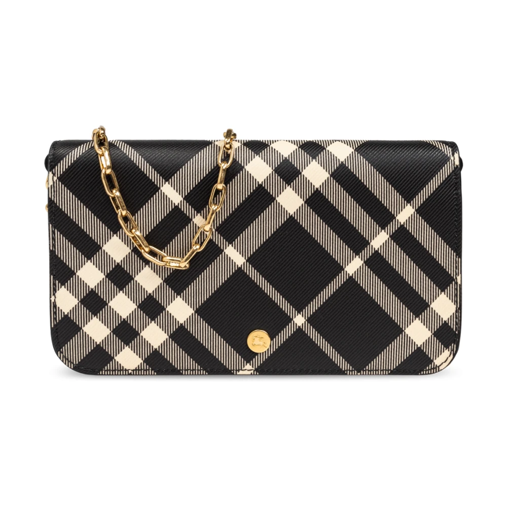 Burberry Zwarte Portemonnee met Kettingband Black Dames