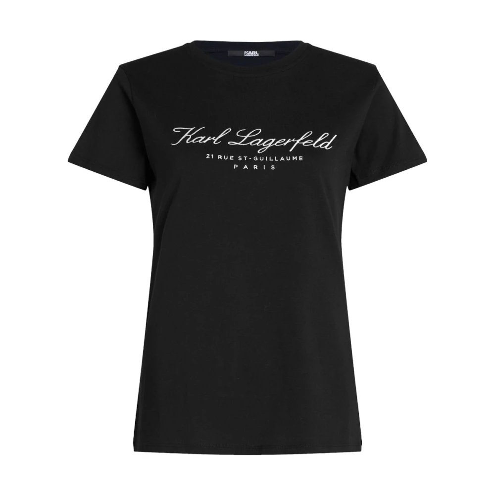 Karl Lagerfeld Zwarte biologisch katoenen crewneck t-shirt Black Dames