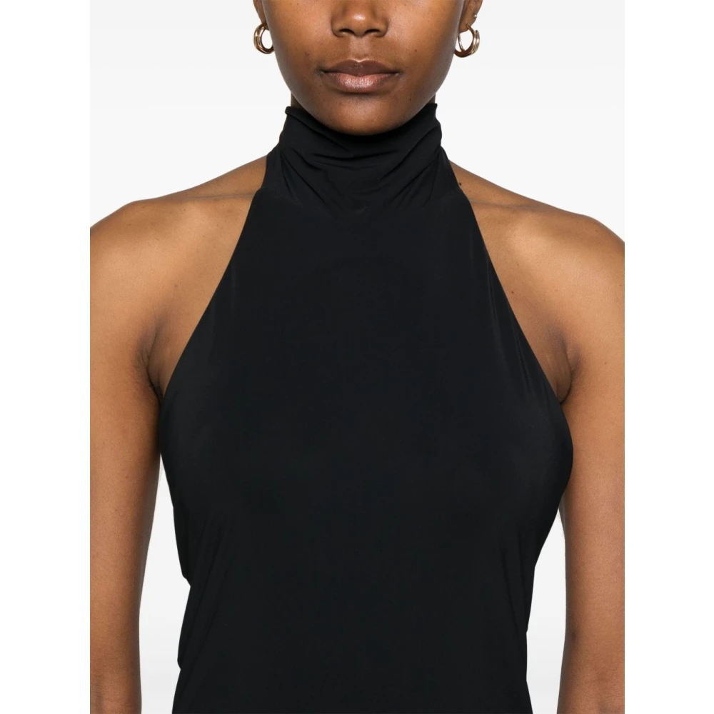 Amazuin Zwarte Halternek Jurk met Open Rug Black Dames