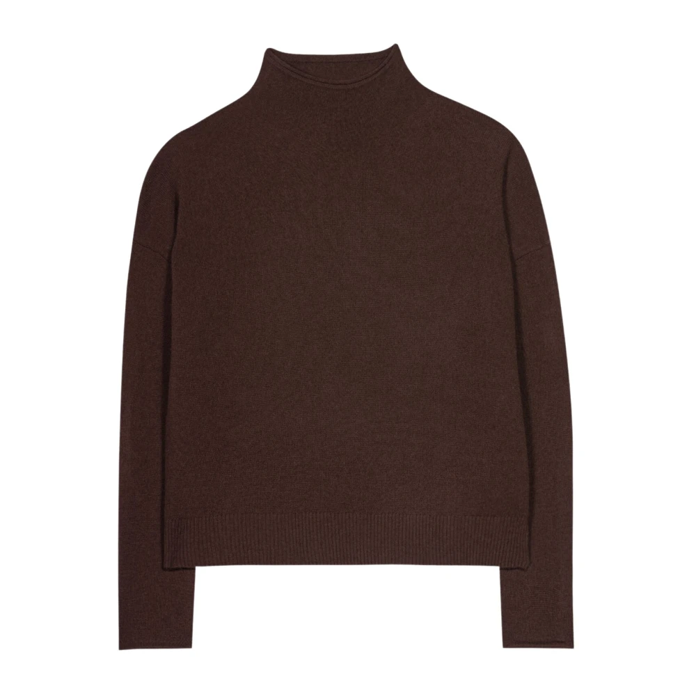 Luisa Cerano Women's Brown Cashmere Mix Sweater With Rolled Collar