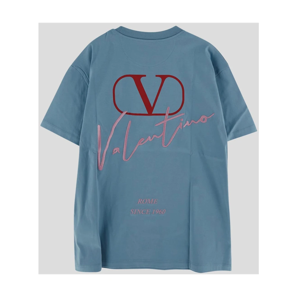 Valentino Katoenen Logo T-shirt Blue Heren