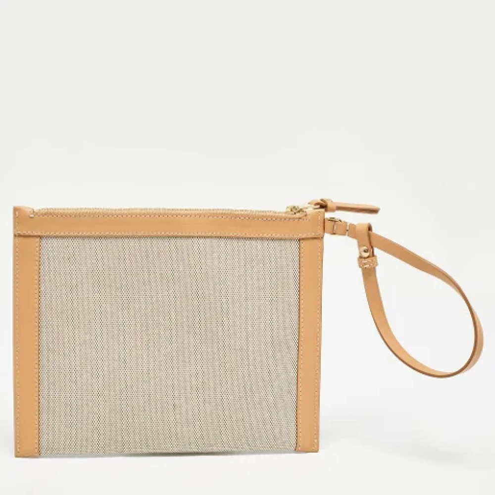 Burberry Vintage Pre-owned Canvas clutches Beige Dames