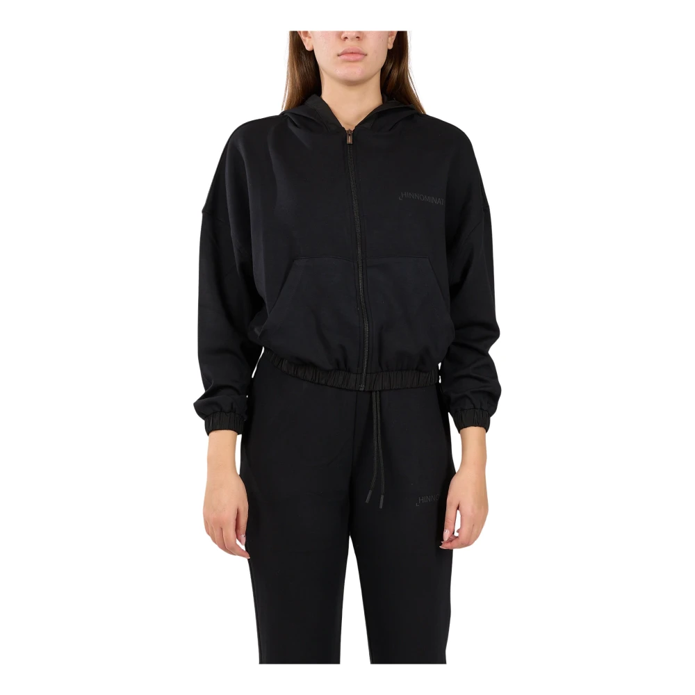 Hinnominate Hoodie met Nylon Inzetstukken Black Dames