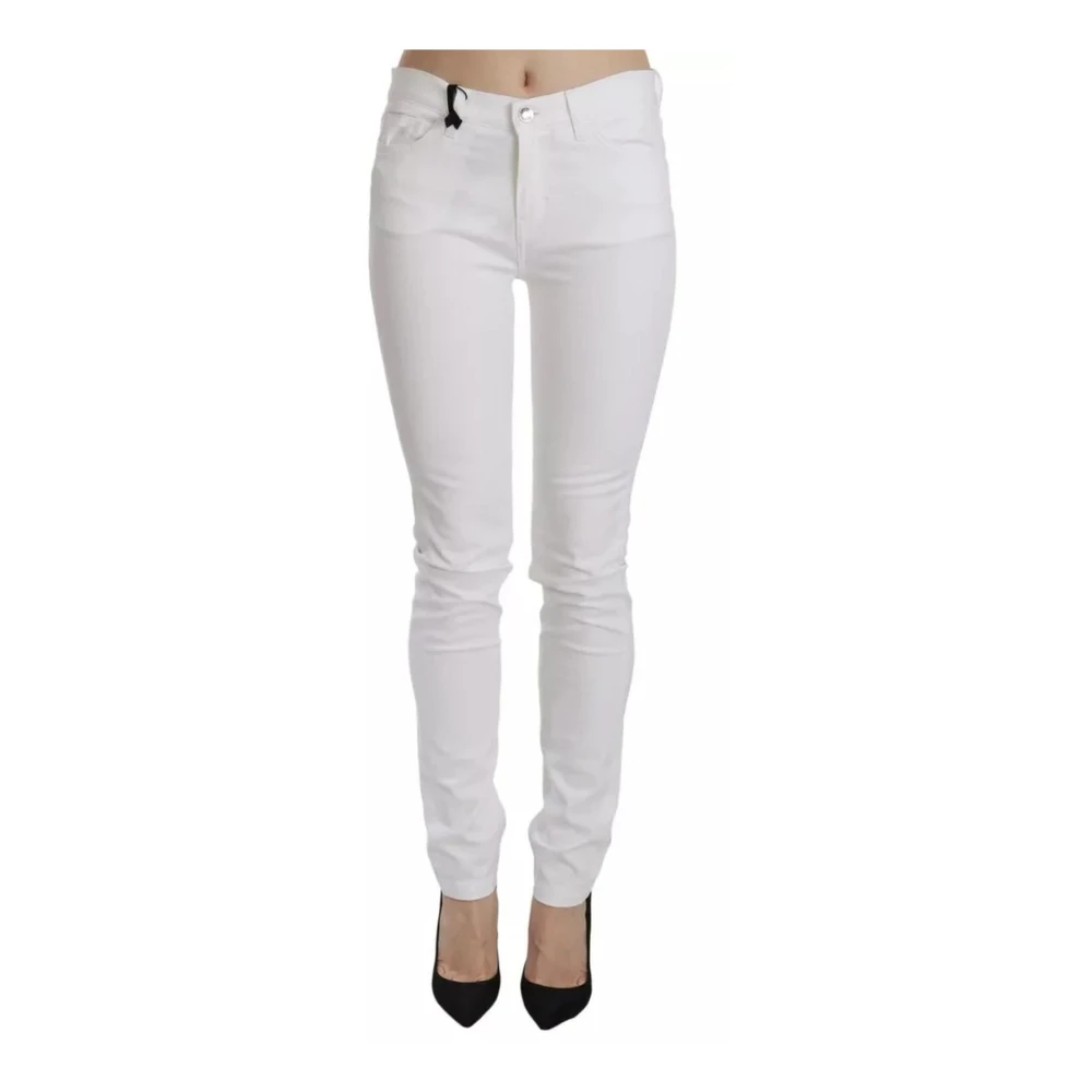 Dolce & Gabbana Kristalversierde Skinny Jeans Wit White Dames