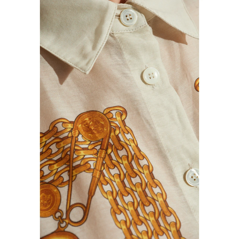 Versace Jurk met Barocco Chain patroon Beige Dames