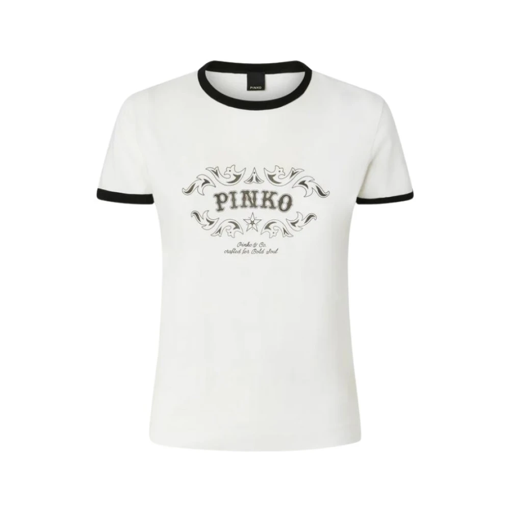 Pinko Vrouw Wit Tops Dames, S, Katoen, Imperia T-Shirt