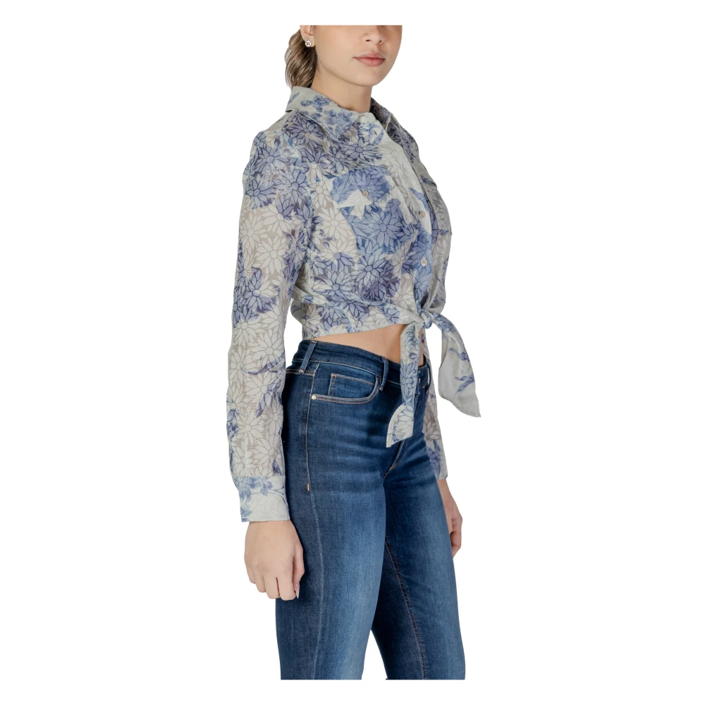 Guess Blauwe Bloemen Button-Up Shirt Blue Dames