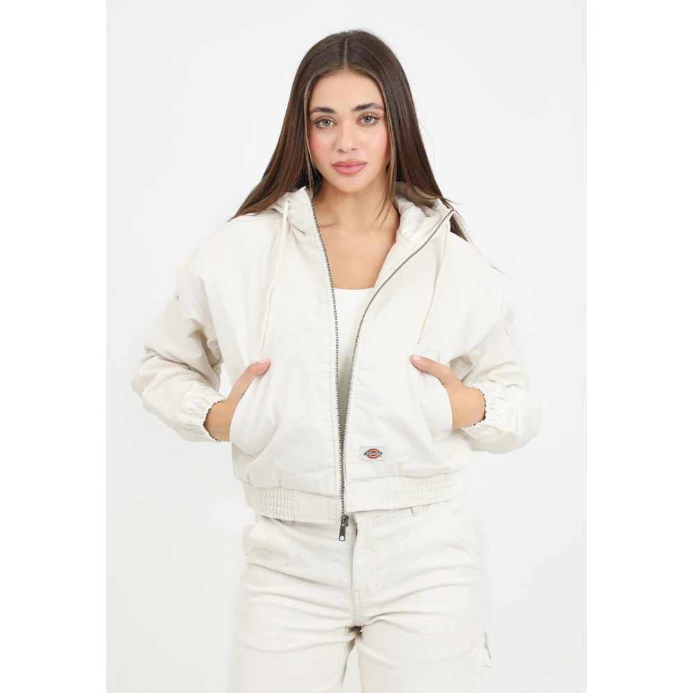 Dickies Geribbelde Velvet Bomberjas Wit Vrouwen White Dames
