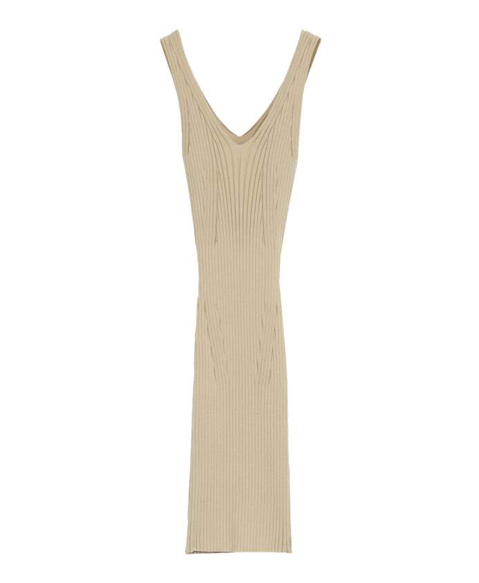 robe-midi-cotelee-a-col-en-v