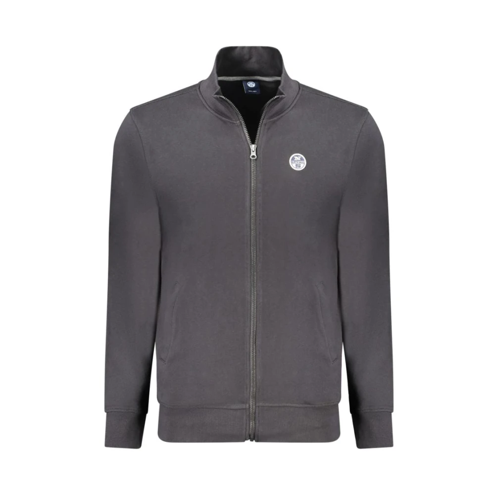 North Sails Black Cotton Sweatshirt With Zip And Logo - Male - Light Jackets - Gray - Xl - Jackets