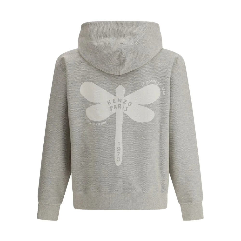 Kenzo Grijze Logo Print Hoodie Sweater Gray Heren