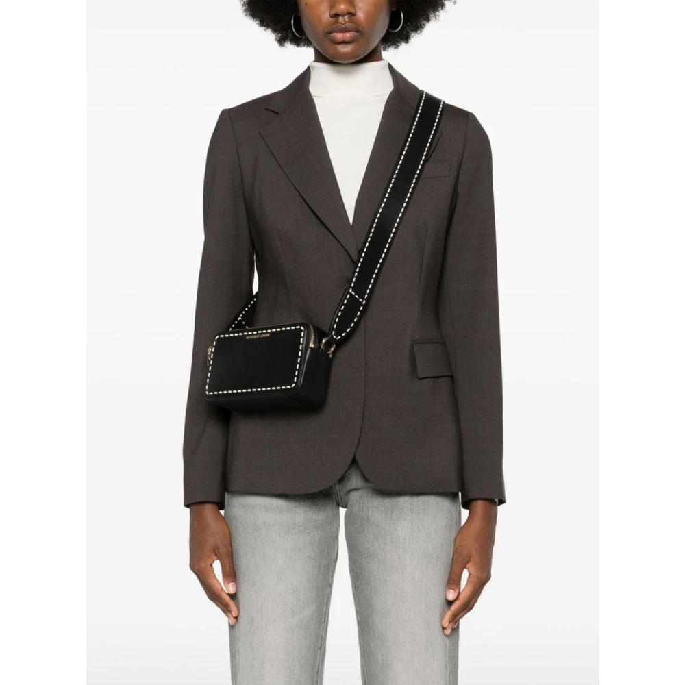 Michael Kors Zwarte Crossbodytas met Goudkleurig Logo Black Dames