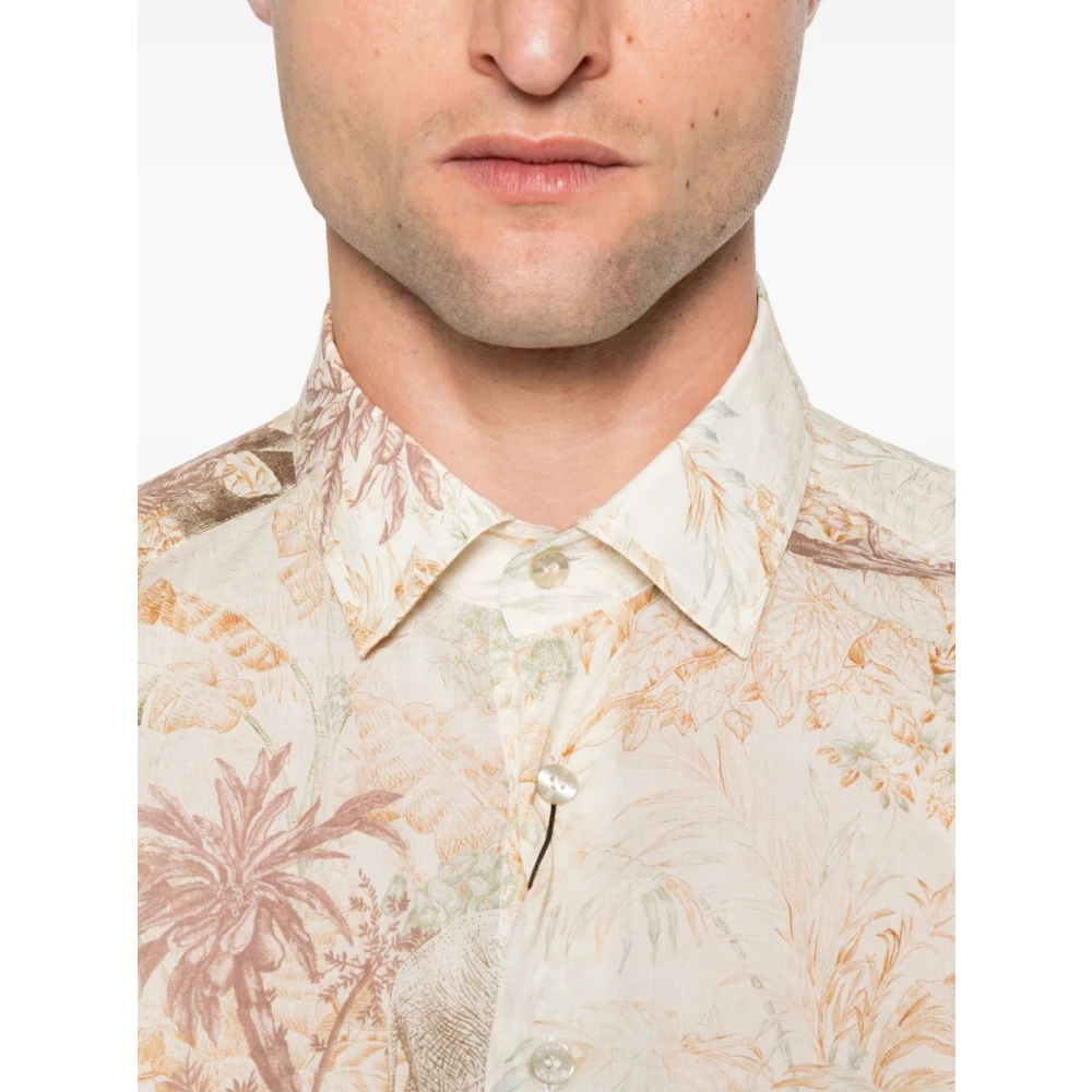 ETRO Bloemenprint overhemd met knoopsluiting Beige Heren