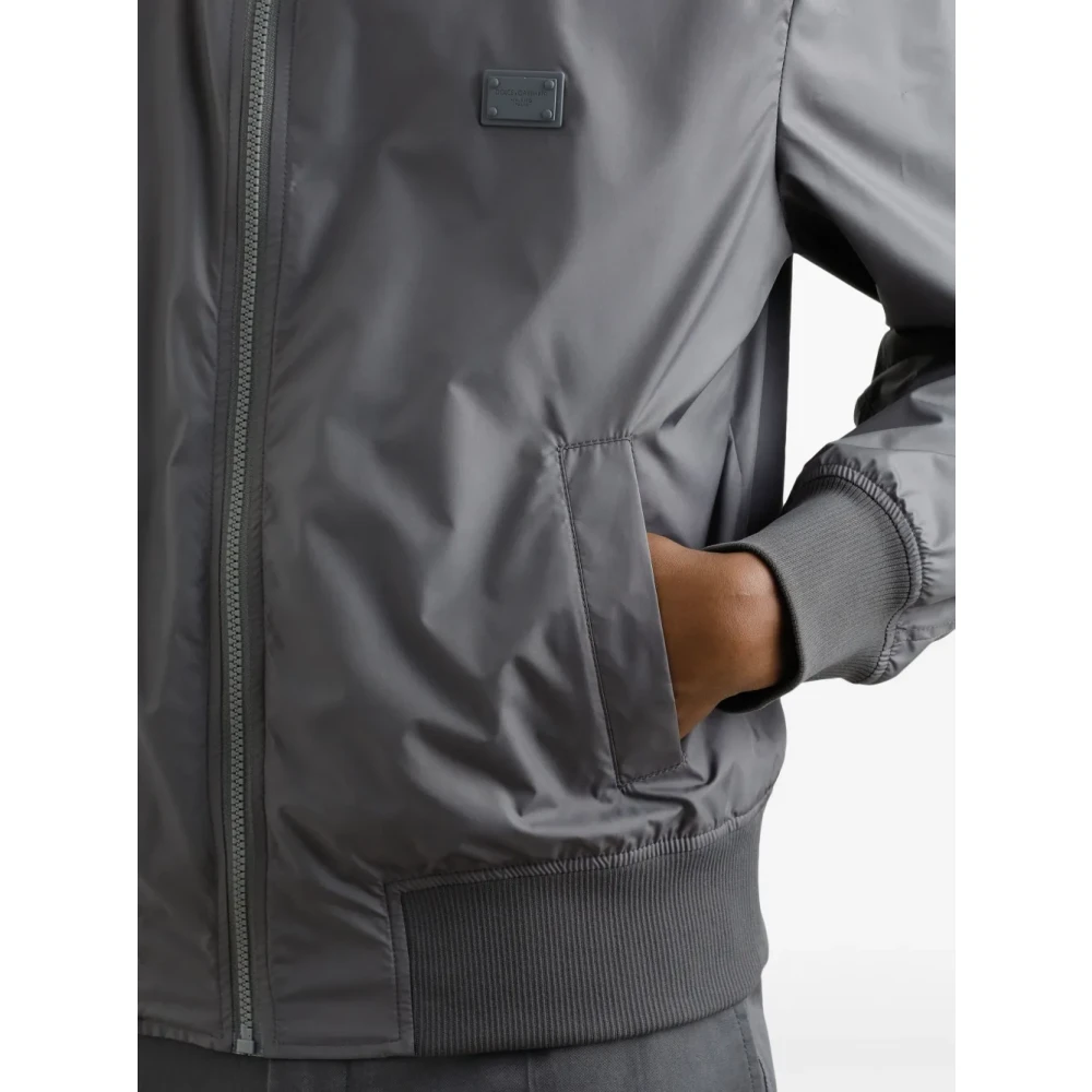 Dolce & Gabbana Bomberjack met logoplaat Lichtgrijs Gray Heren