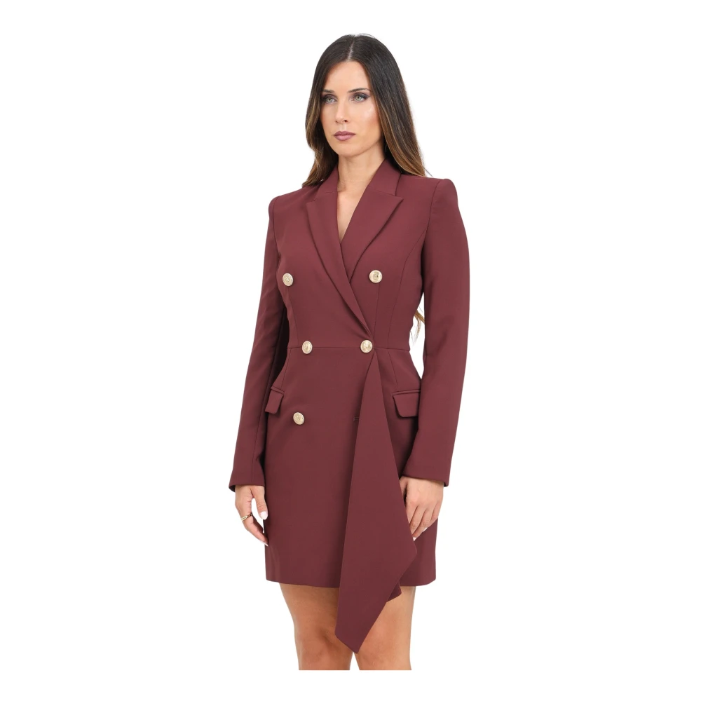 Elisabetta Franchi Burgundy Kort Klänning med Rynkad Drapering Brown, Dam