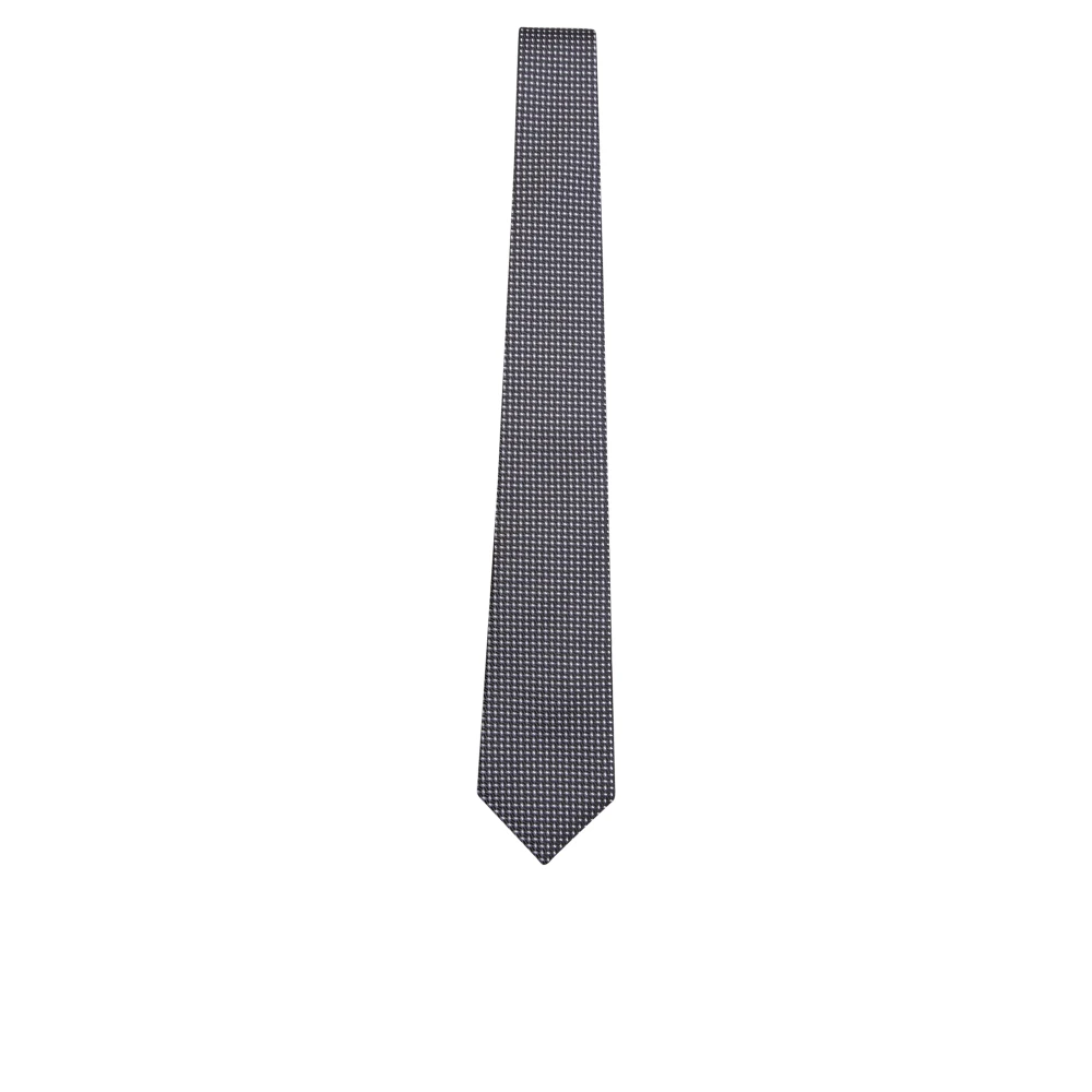 Canali Zijden stropdas met puntige punt en micro-gepatroon voering Black Heren