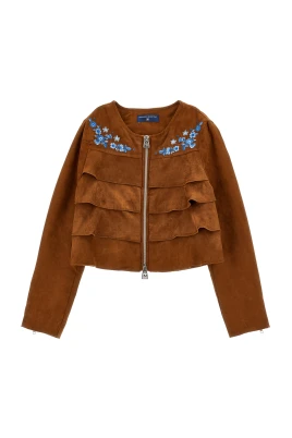Floral Embroidered Layered Jacket
