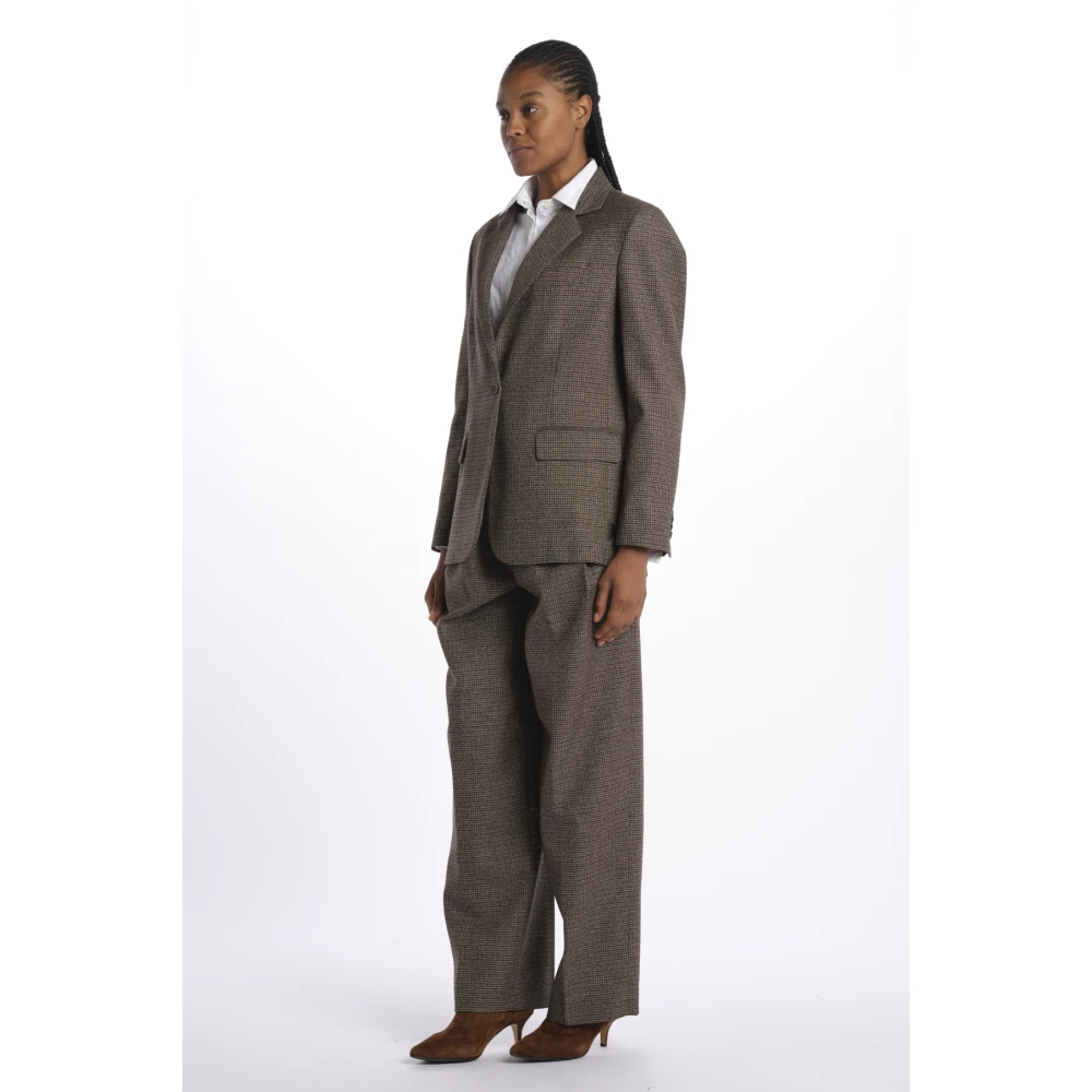 Nine In The Morning Geruite Wollen Blazer Jas Brown Dames